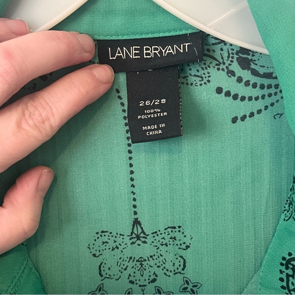 Lane Byrant, Plus Size, Button Up, Green And Blac… - image 2